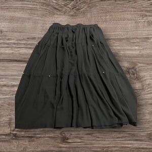 Stonebridge Black Full A-line MIDI/Maxi Tiered Skirt Elastic Waist Studded XL